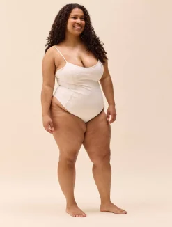 Djerf Avenue Embroidered Essential Swimsuit Cream