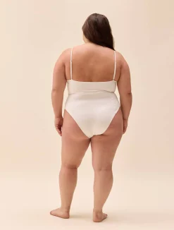 Djerf Avenue Embroidered Essential Swimsuit Cream