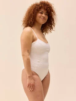 Djerf Avenue Embroidered Essential Swimsuit Cream
