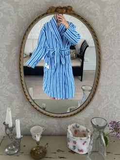 Djerf Avenue Essential Robe Blue Stripe New
