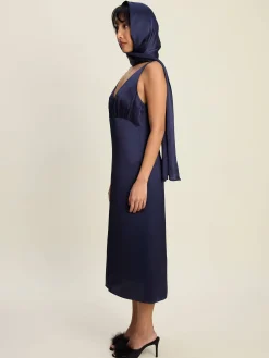 Djerf Avenue Evening Midi Dress Midnight Blue