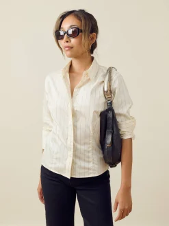Djerf Avenue Fitted Shirt Pinstripe Clearance