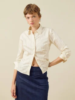 Djerf Avenue Fitted Shirt Pinstripe Clearance