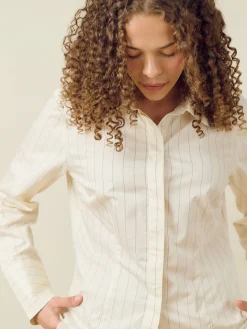 Djerf Avenue Fitted Shirt Pinstripe Clearance