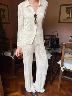Djerf Avenue Flower Pants Ivory Online