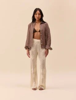 Djerf Avenue Flower Pants Ivory Online