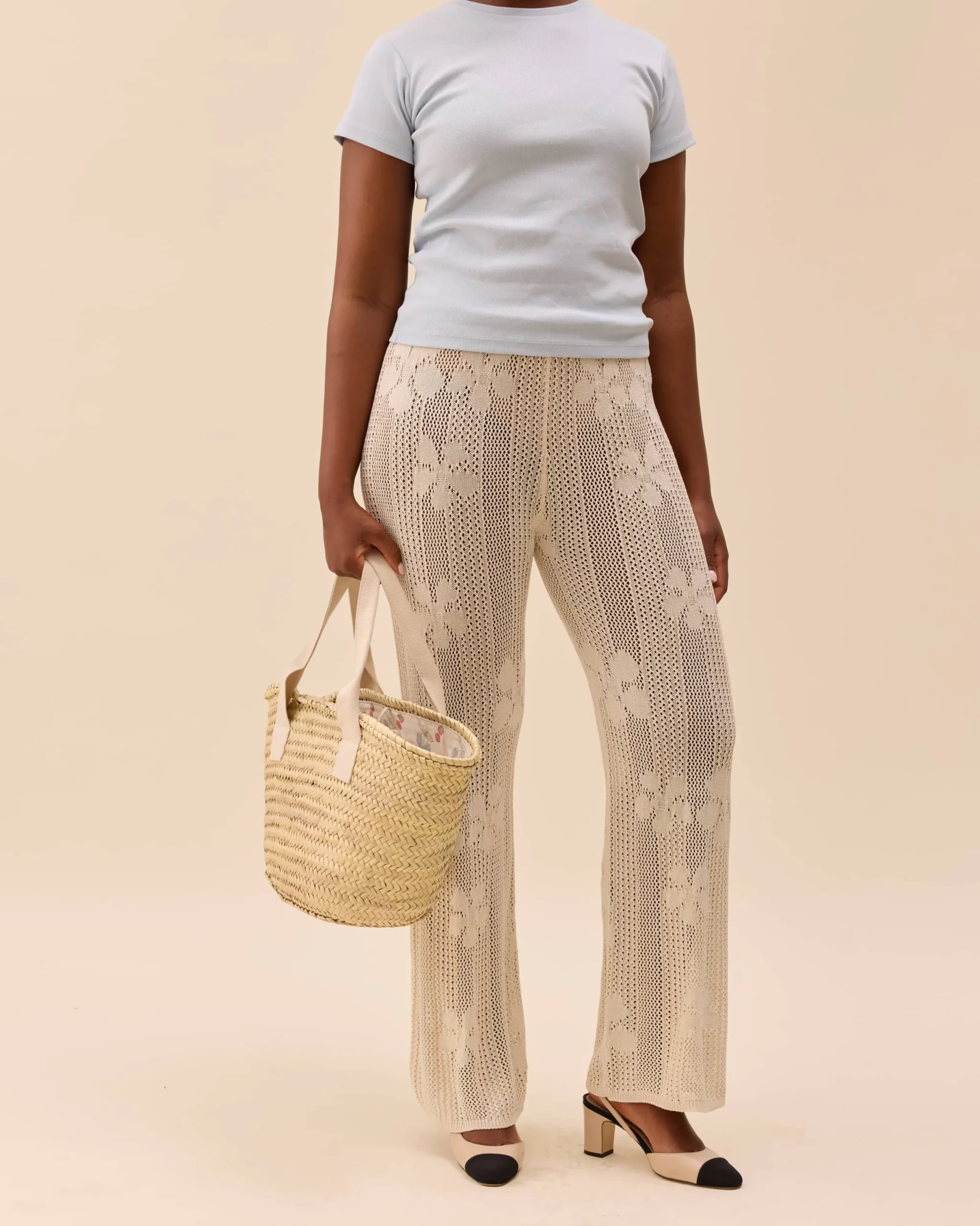 Djerf Avenue Flower Pants Ivory Online