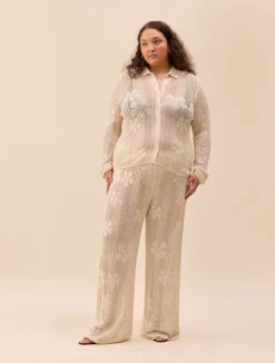 Djerf Avenue Flower Pants Ivory Online