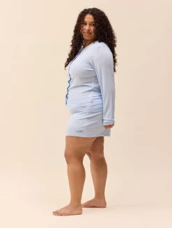 Djerf Avenue Go Slow Buttoned Top Blue New
