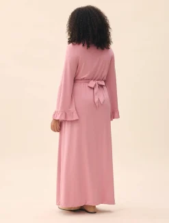 Djerf Avenue Go Slow Embroidered Robe Dusty Pink