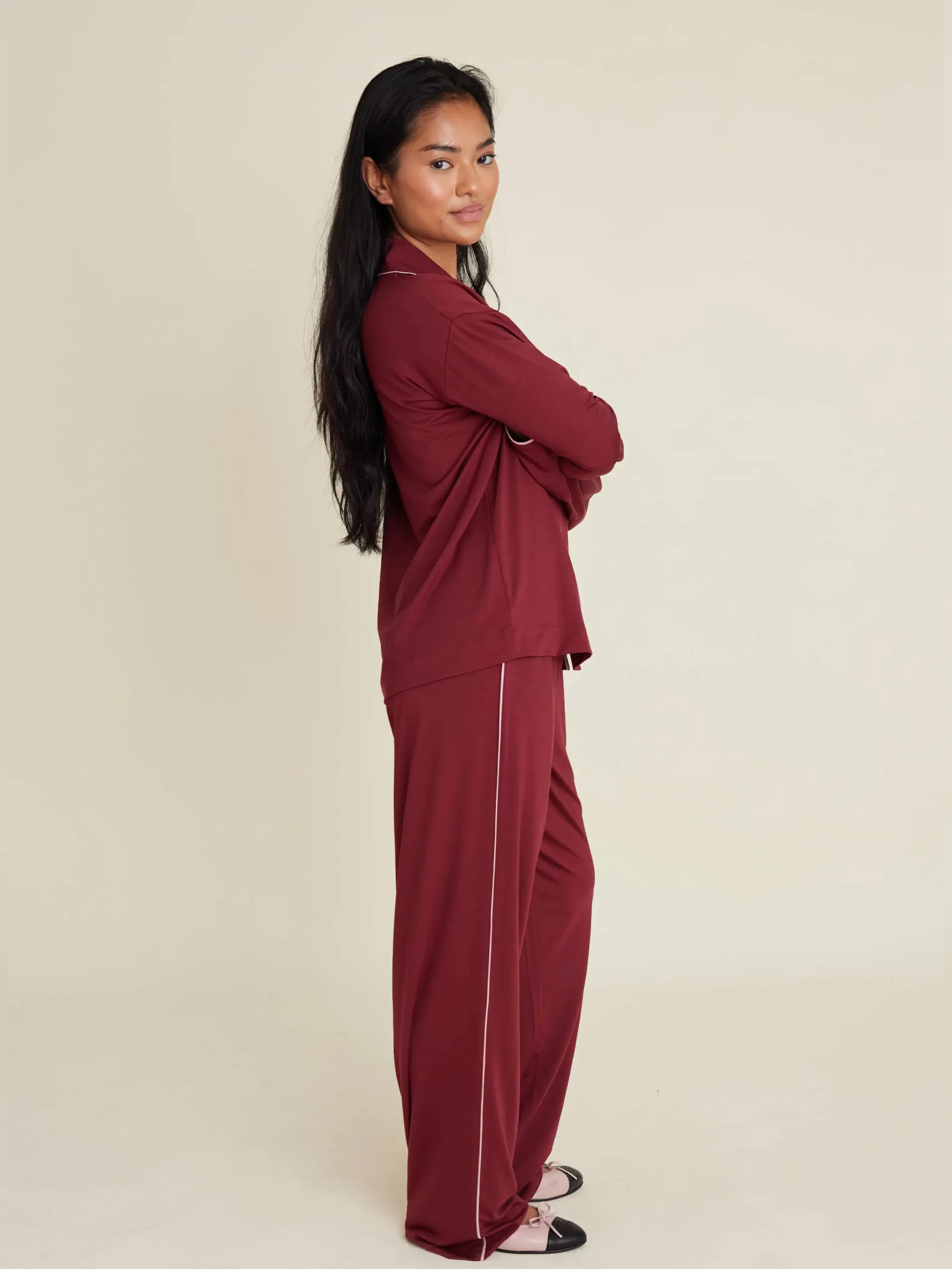 Djerf Avenue Go Slow Pants Burgundy