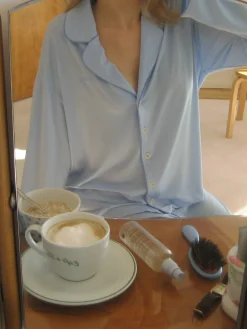 Djerf Avenue Go Slow PJ Shirt Blue Hot