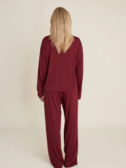 Djerf Avenue Go Slow PJ Shirt Burgundy Outlet