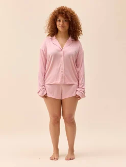 Djerf Avenue Go Slow PJ Shirt Pink/White Online