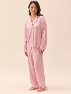 Djerf Avenue Go Slow PJ Shirt Pink/White Online
