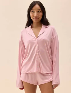 Djerf Avenue Go Slow PJ Shirt Pink/White Online