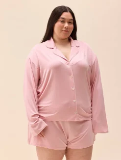 Djerf Avenue Go Slow PJ Shirt Pink/White Online