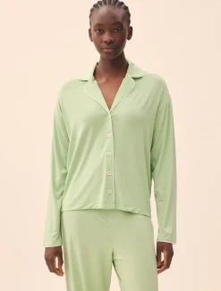 Djerf Avenue Go Slow PJ Shirt Pistachio Sale