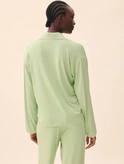 Djerf Avenue Go Slow PJ Shirt Pistachio Sale