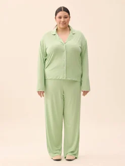 Djerf Avenue Go Slow PJ Shirt Pistachio Sale