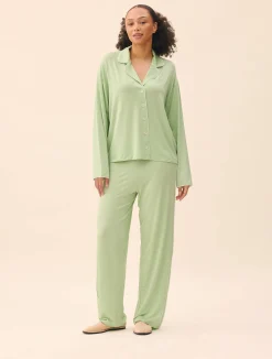 Djerf Avenue Go Slow PJ Shirt Pistachio Sale