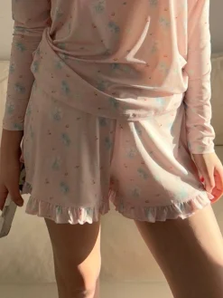 Djerf Avenue Go Slow Ruffle Shorts Summer Island Outlet