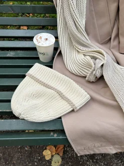 Djerf Avenue Knitted Beanie Creamy Oat Online