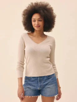Djerf Avenue Knitted Long Sleeve Top Taupe