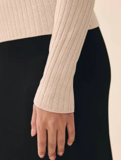 Djerf Avenue Knitted Long Sleeve Top Taupe