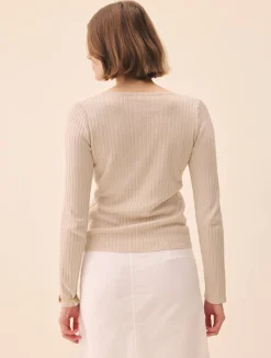Djerf Avenue Knitted Long Sleeve Top Taupe