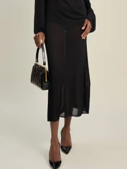 Djerf Avenue Knitted Midi Skirt Black Clearance