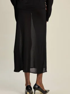 Djerf Avenue Knitted Midi Skirt Black Clearance