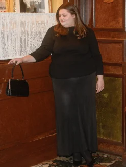 Djerf Avenue Knitted Midi Skirt Black Clearance
