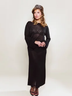 Djerf Avenue Knitted Midi Skirt Black Clearance