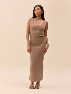 Djerf Avenue Knitted Tank Dress Taupe Sale