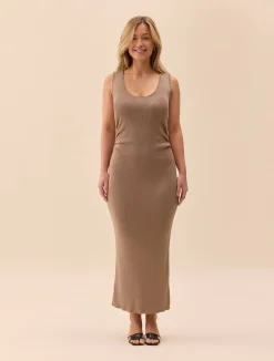 Djerf Avenue Knitted Tank Dress Taupe Sale