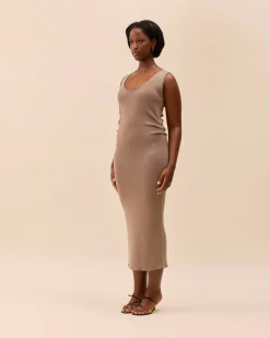 Djerf Avenue Knitted Tank Dress Taupe Sale