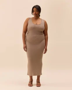 Djerf Avenue Knitted Tank Dress Taupe Sale