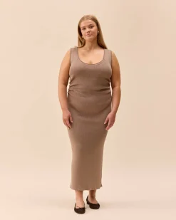 Djerf Avenue Knitted Tank Dress Taupe Sale