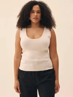 Djerf Avenue Knitted Tank Top Ivory Hot