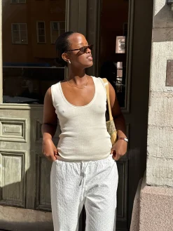 Djerf Avenue Knitted Tank Top Ivory Hot