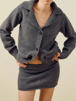 Djerf Avenue Knitted Wool Jacket Charcoal Online