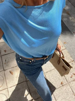 Djerf Avenue Lazuli Top Blue Hot