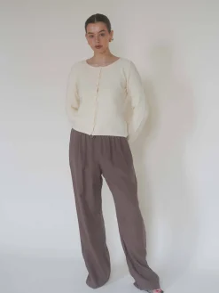 Djerf Avenue Linen Pants Brown Hot