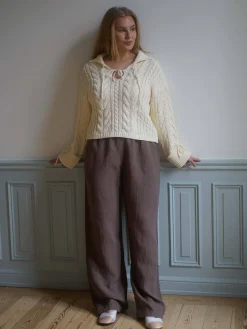 Djerf Avenue Linen Pants Brown Hot