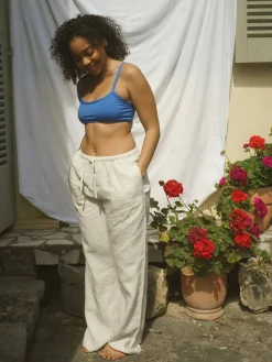 Djerf Avenue Linen Pants Cream Outlet