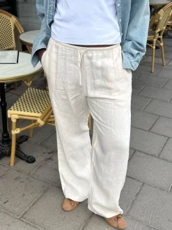 Djerf Avenue Linen Pants Cream - Tall Clearance