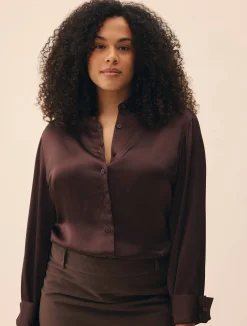 Djerf Avenue Little Viscose Shirt Dark mocha Hot