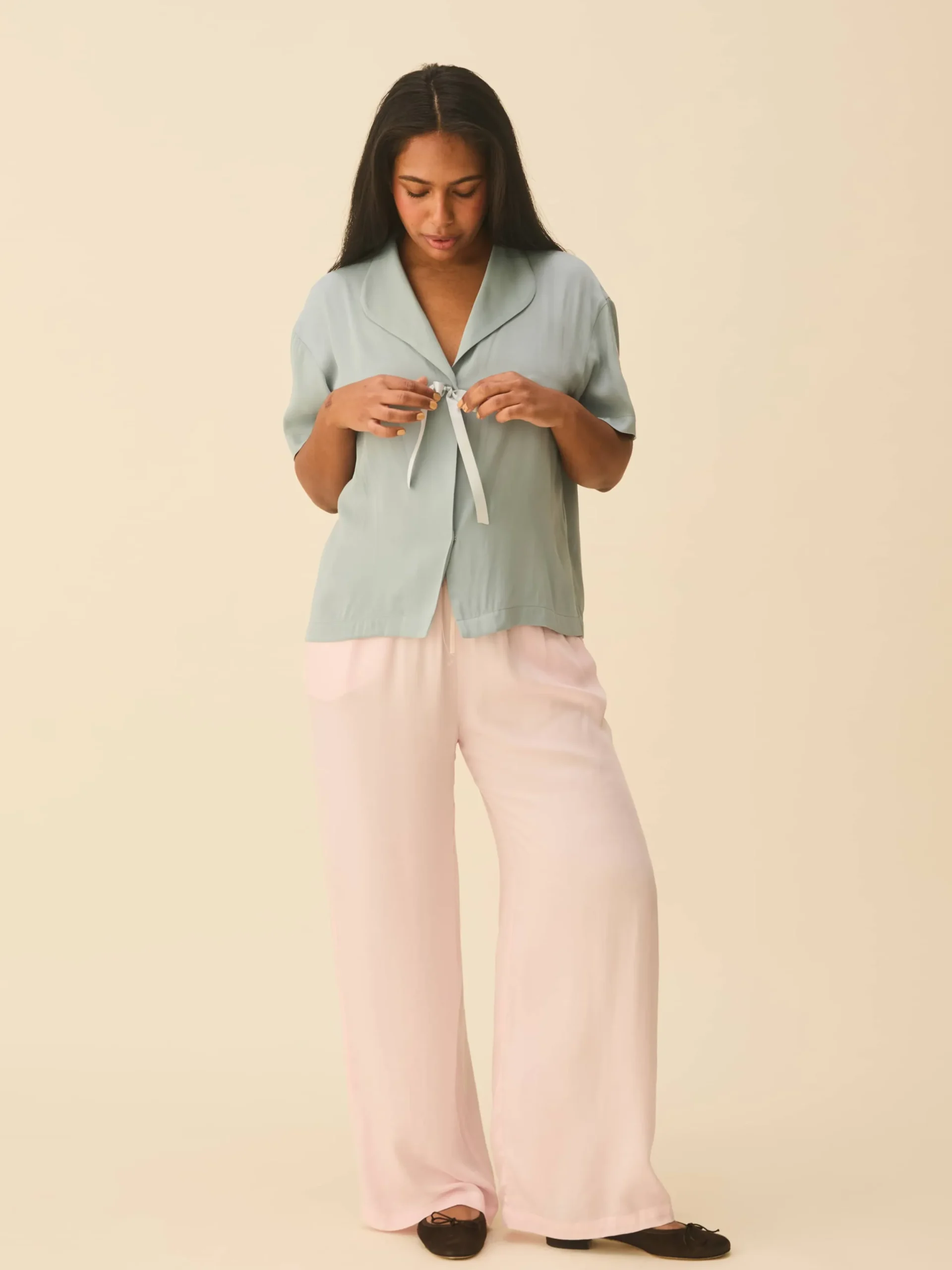 Djerf Avenue Loves Me Knot Top Dove Blue New