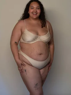 Djerf Avenue Matilda Satin Top Sand Castle